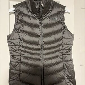 The North Face Gray Quilted Vest with High Collar M